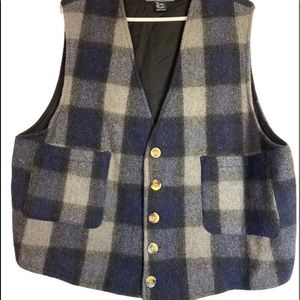 NWT Habitat wool cotton blend Buffalo plaid vest L